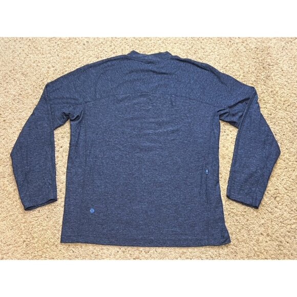 Lululemon Men Heather Blue Rulu Mock Neck Long Sleeve Shirt Size Large L EUC - Picture 4 of 5